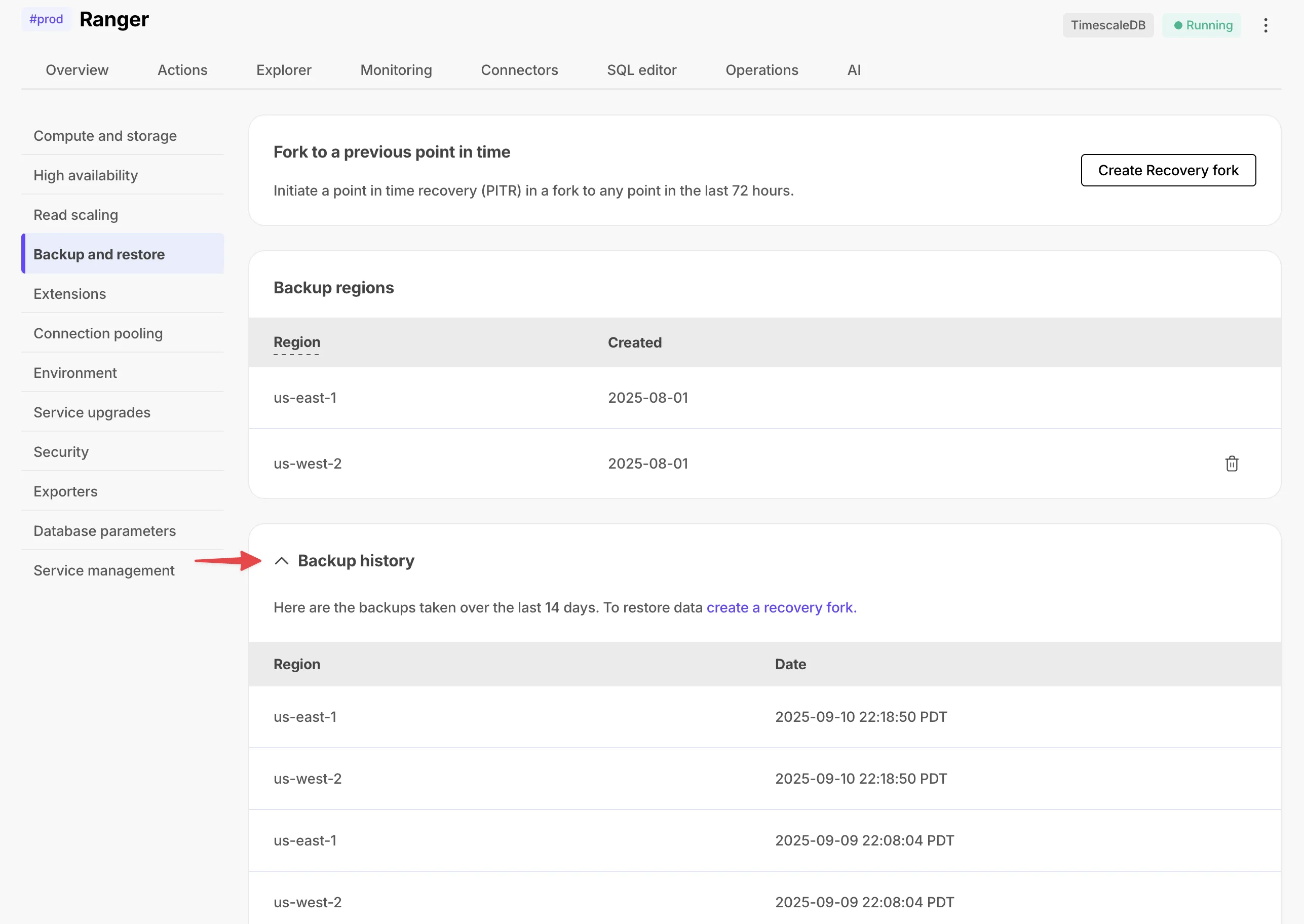 Backup reports in Tiger Cloud