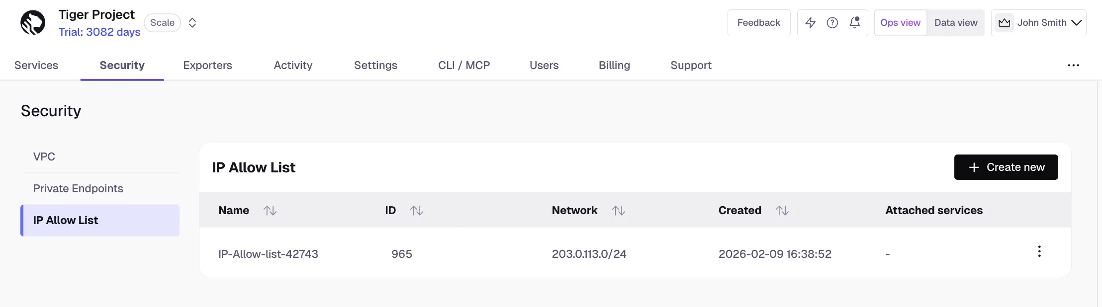 Create IP allow list