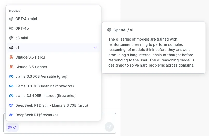 Timescale Cloud SQL Assistant AI model picker