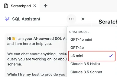 SQL Assistant o3 mini