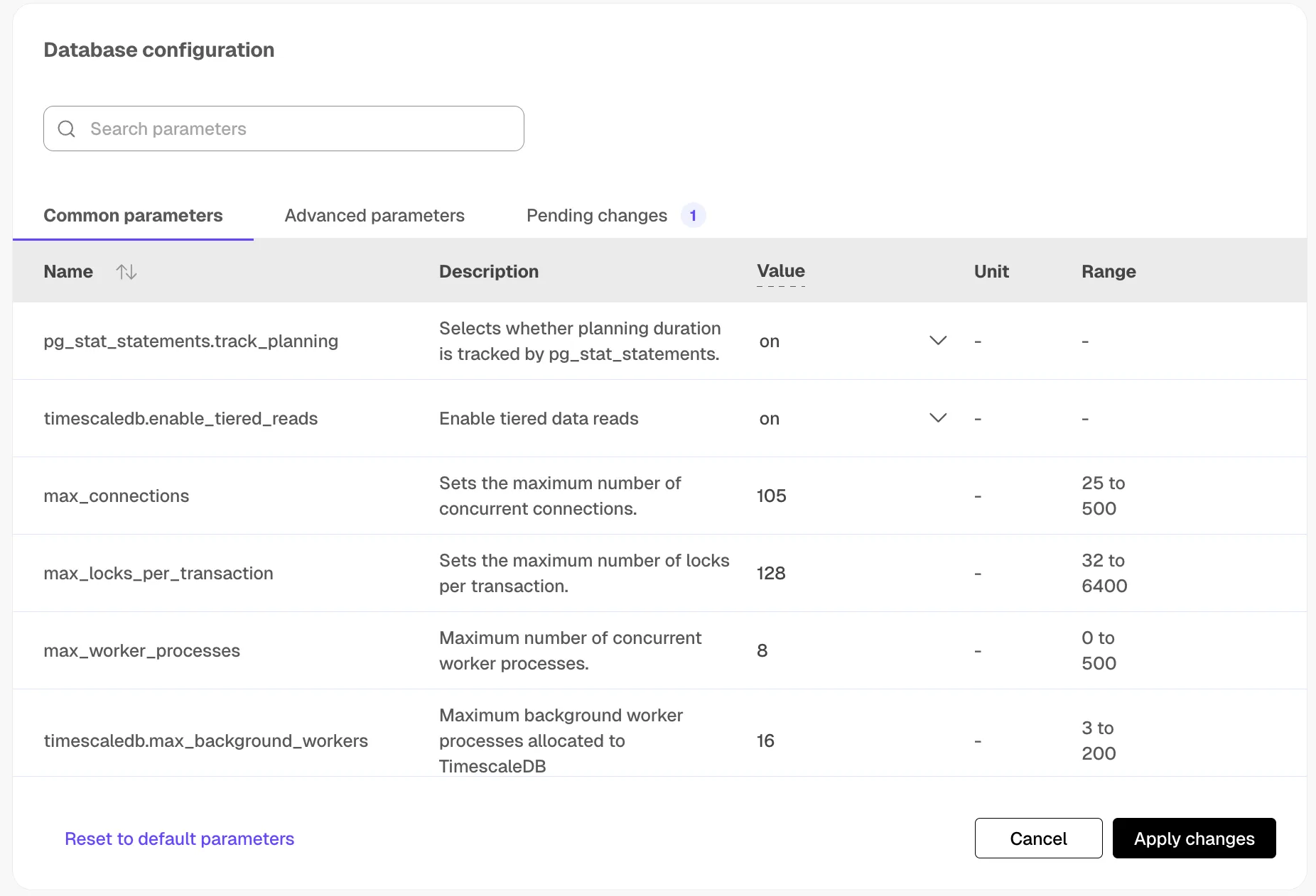 Change Tiger Cloud configuration parameters
